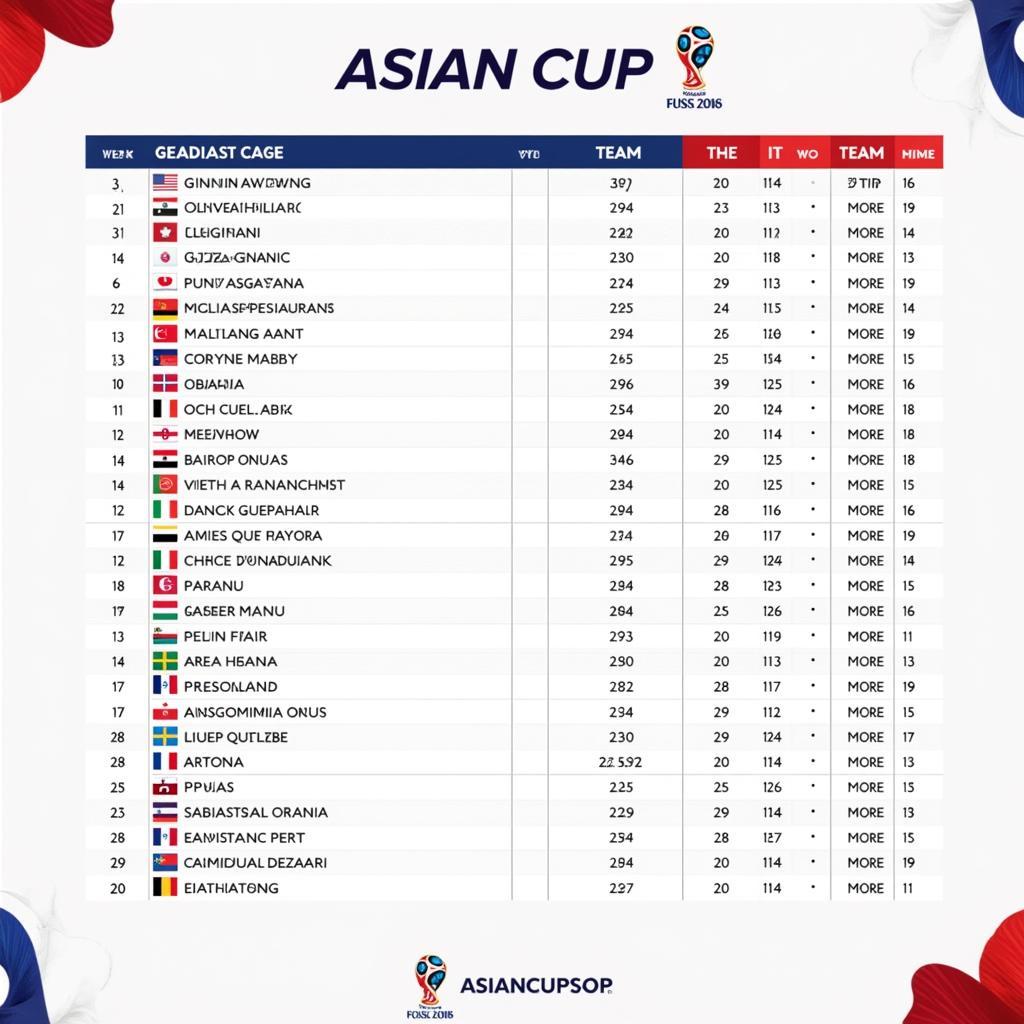 Lịch thi đấu vòng bảng Asian Cup 2018