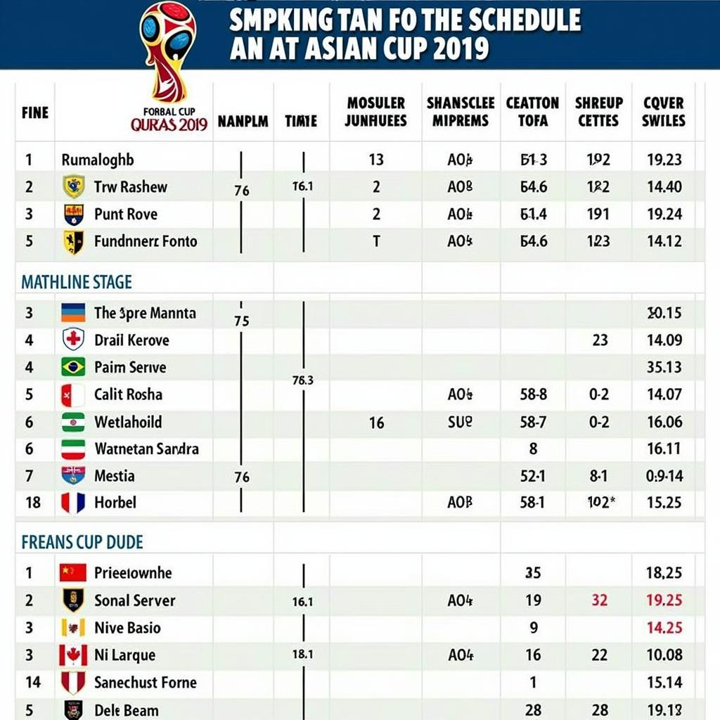 Lịch thi đấu Asian Cup 2019 chi tiết