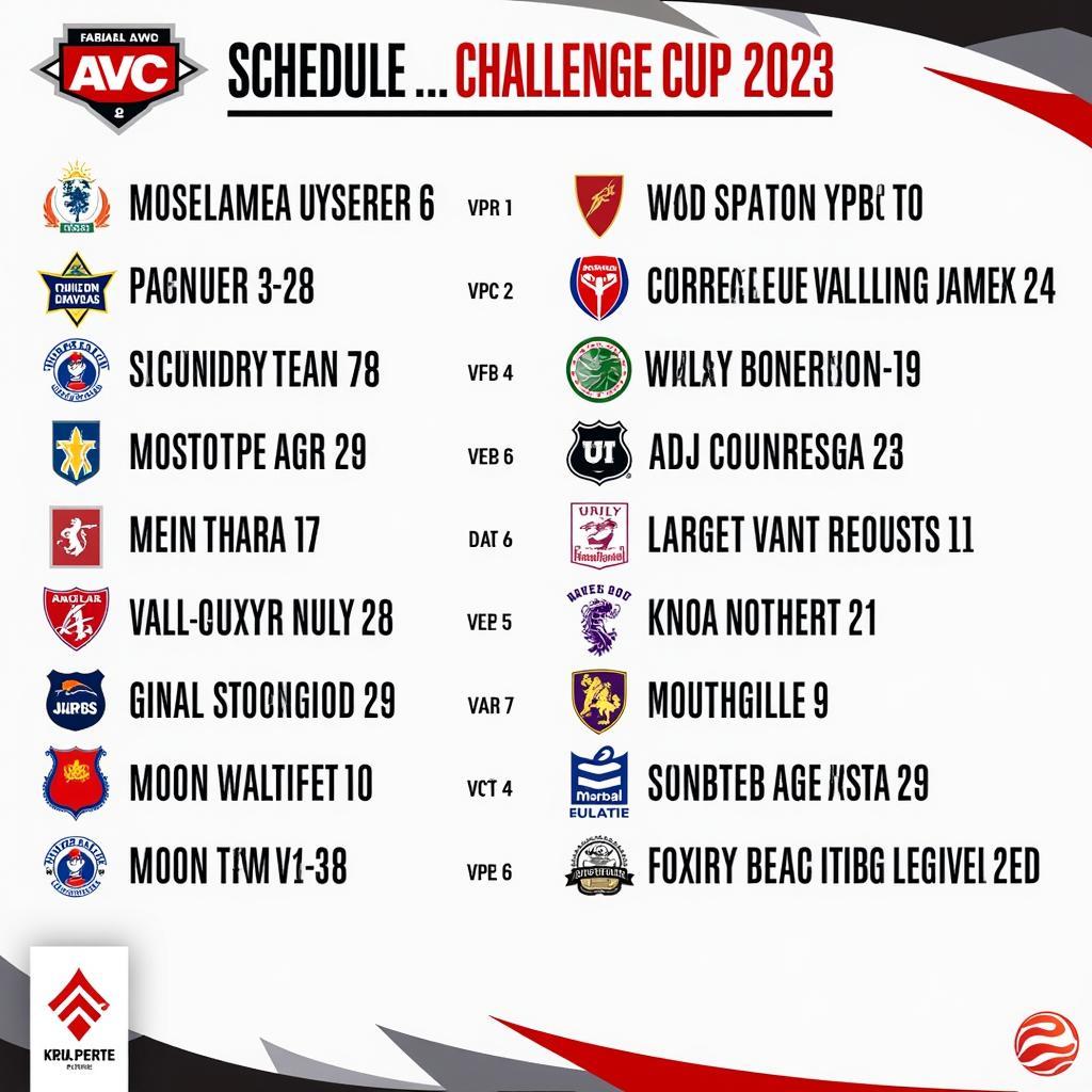 Lịch thi đấu AVC Challenge Cup 2023