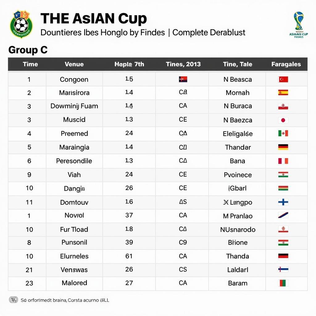 Lịch thi đấu chi tiết bảng C Asian Cup