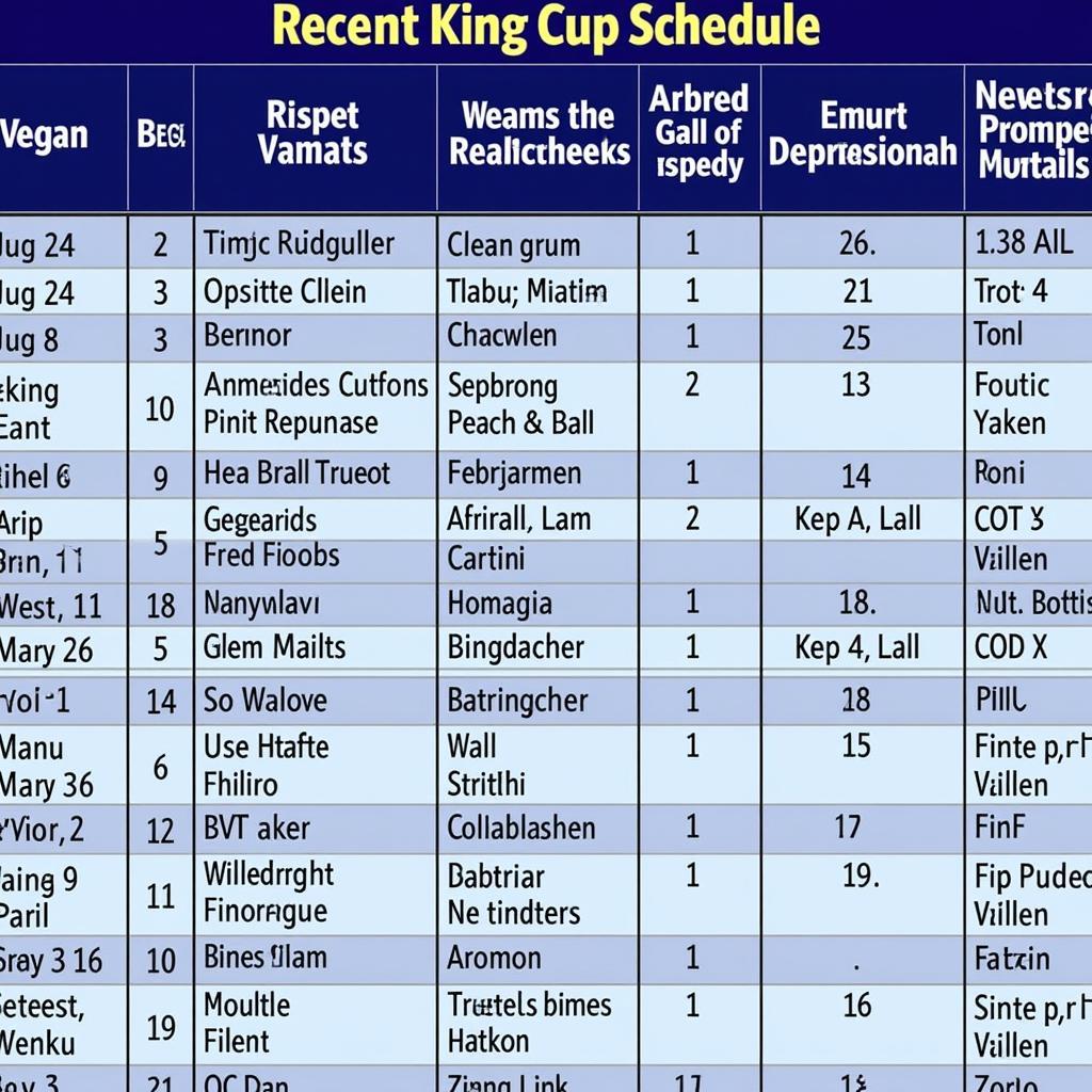 Latest King Cup Schedule