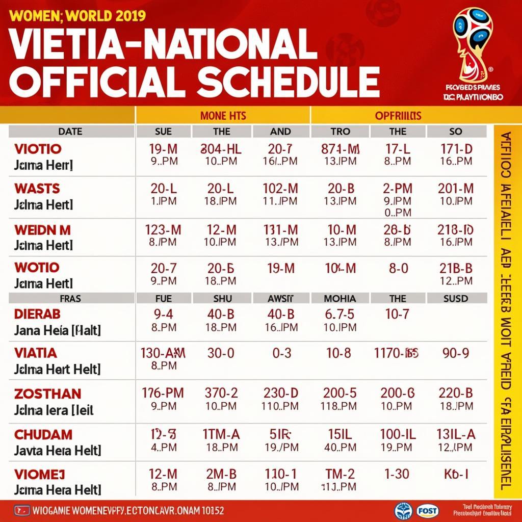 Lịch thi đấu World Cup nữ Việt Nam