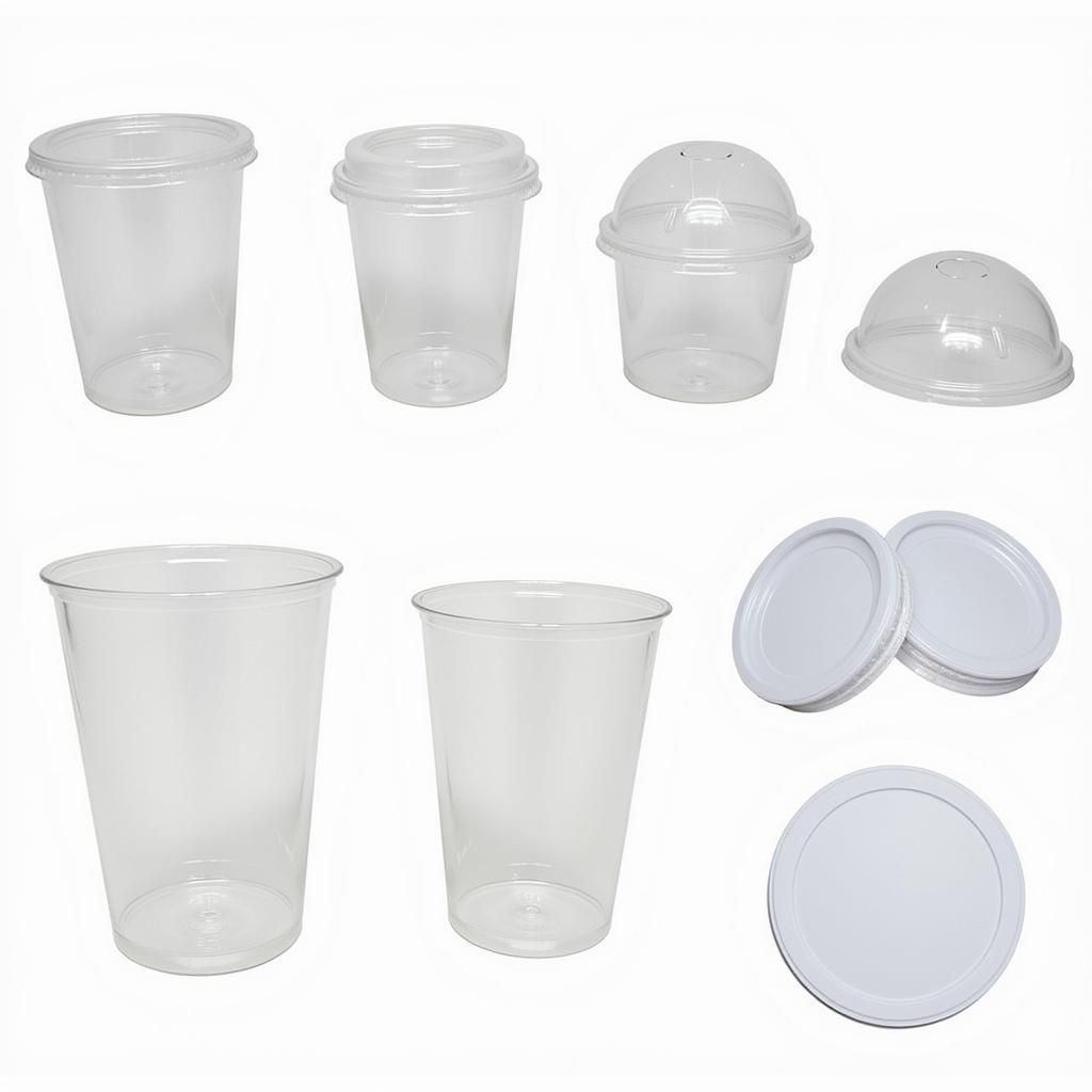 Plastic cups with dome lids in various sizes