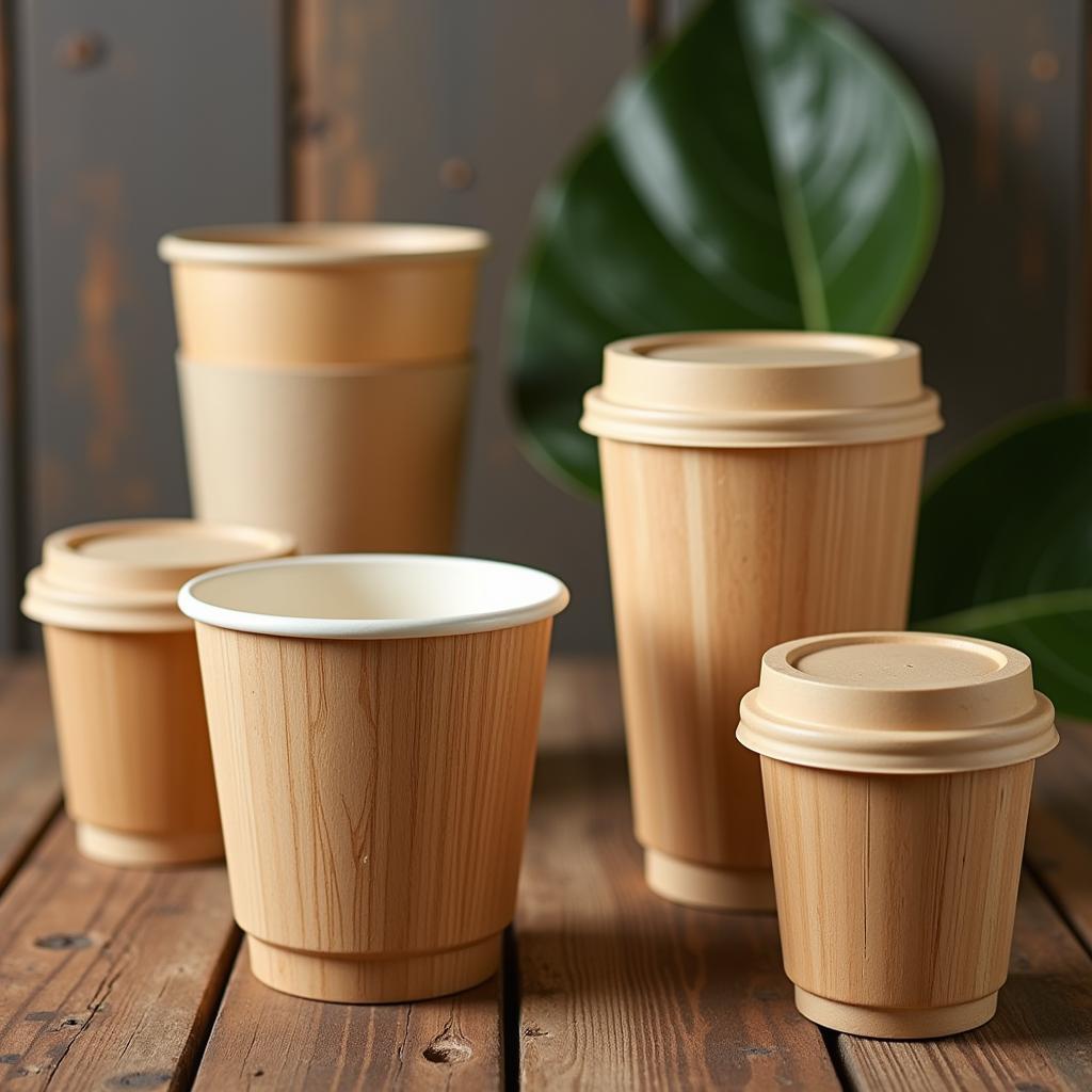 Bamboo cups on a table