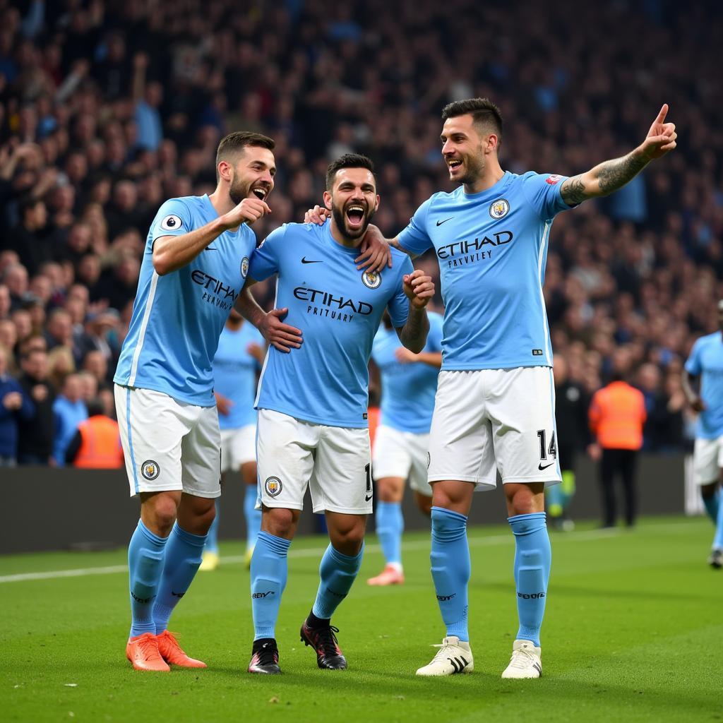 Man City ăn mừng chiến thắng FA Cup