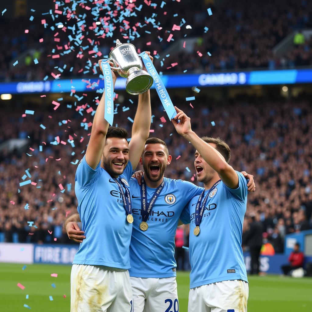 Manchester City nâng cao chiếc cúp Carabao Cup 2020 sau chiến thắng thuyết phục.