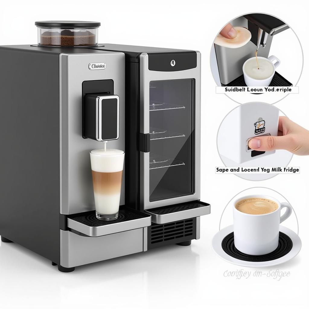 Máy pha cà phê bean to cup với tủ lạnh mini