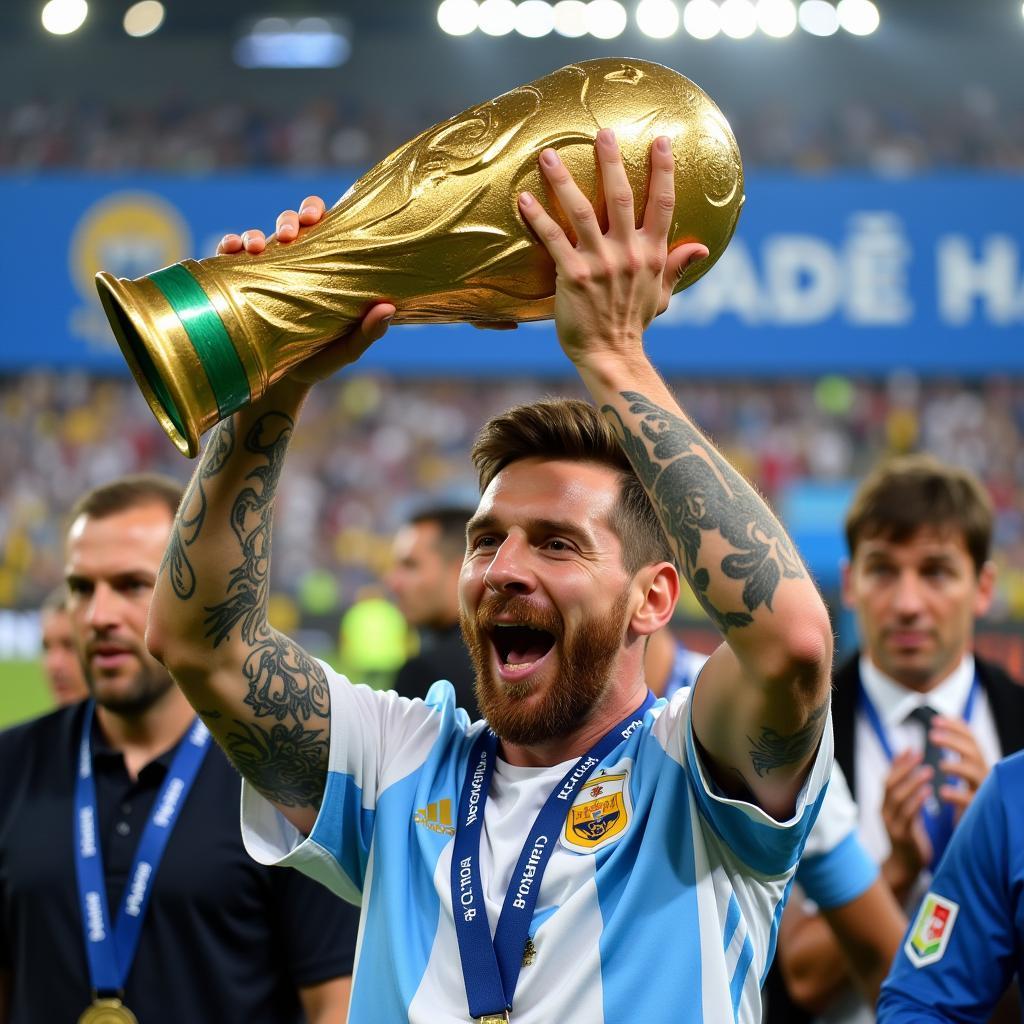 Messi Nâng Cao Chiếc Cup Vàng World Cup