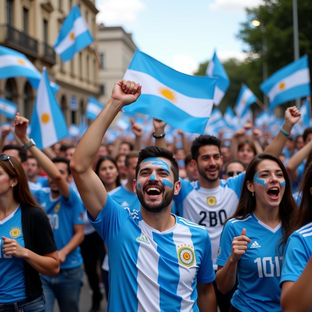 Argentinian fans celebrate the World Cup victory