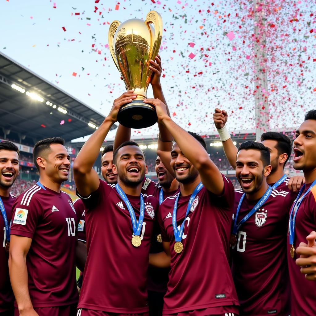 Qatar ăn mừng chiến thắng tại AFC Asian Cup 2018