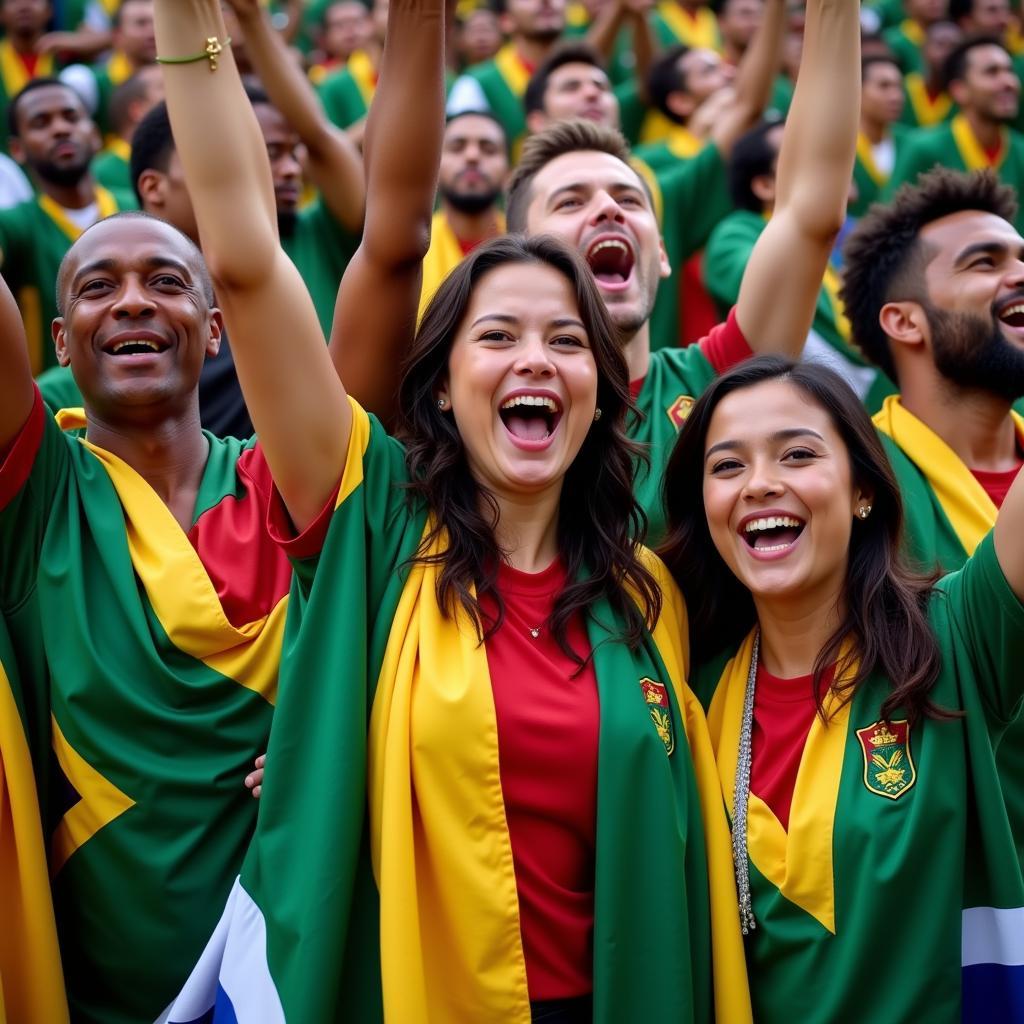 South African fans celebrating a sporting victory