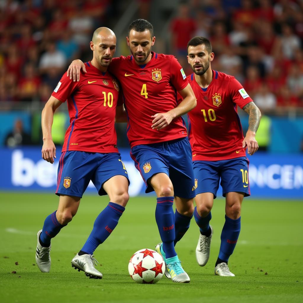 Spain Midfield Trio: Busquets, Isco, and Iniesta