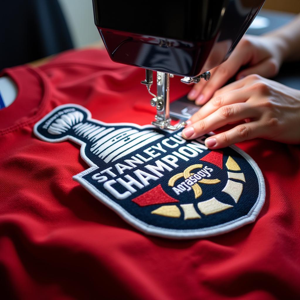 Stanley Cup Champions Patch được gắn lên áo đấu