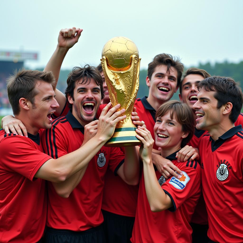 Tây Đức nâng cao chiếc cúp vàng World Cup 1990 sau chiến thắng trước Argentina.