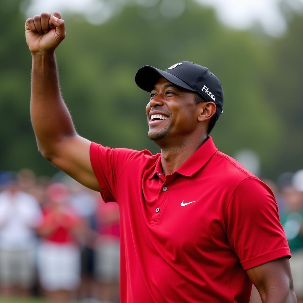 Tiger Woods ăn mừng chiến thắng tại Presidents Cup