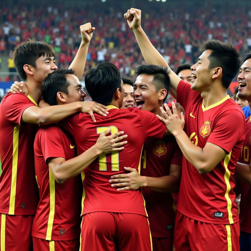 Hình ảnh ăn mừng chiến thắng của đội tuyển Việt Nam tại trận chung kết AFF Cup 2018