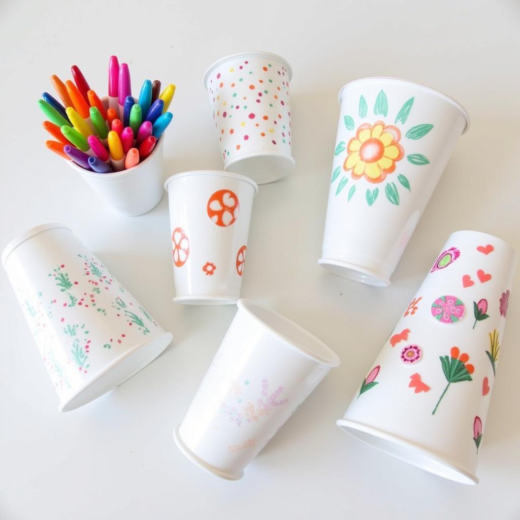 Decorating White Plastic Cups