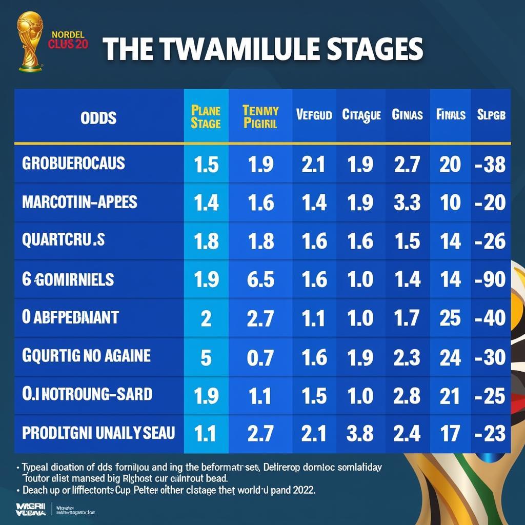 Tỷ lệ kèo World Cup 2022 theo từng vòng đấu