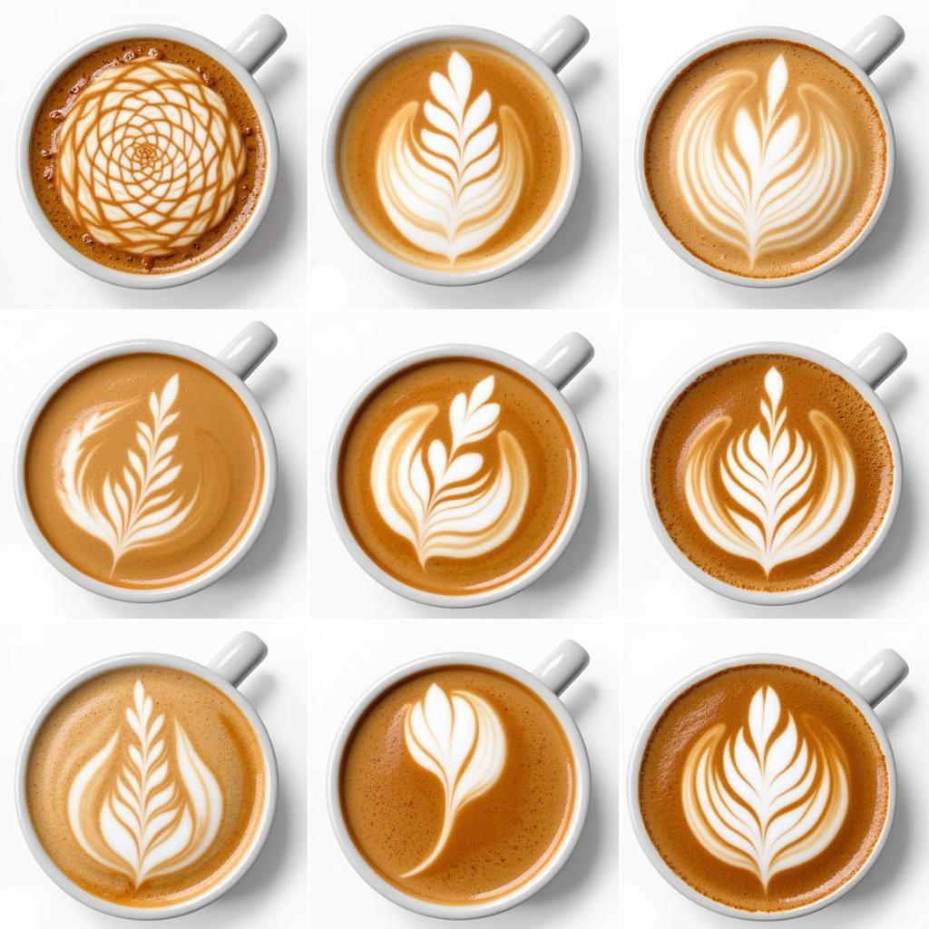 Advanced latte art designs including rosetta and swan