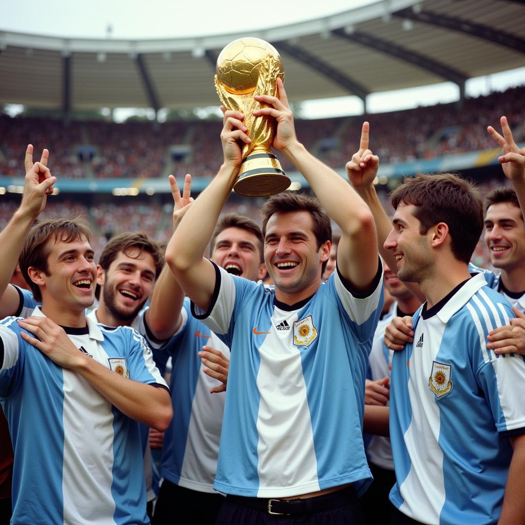 Argentina celebrating their World Cup victory in 1986