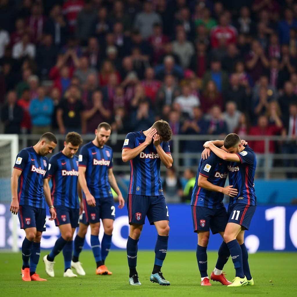 Atalanta players showing disappointment after losing the Italian Cup 2019 final