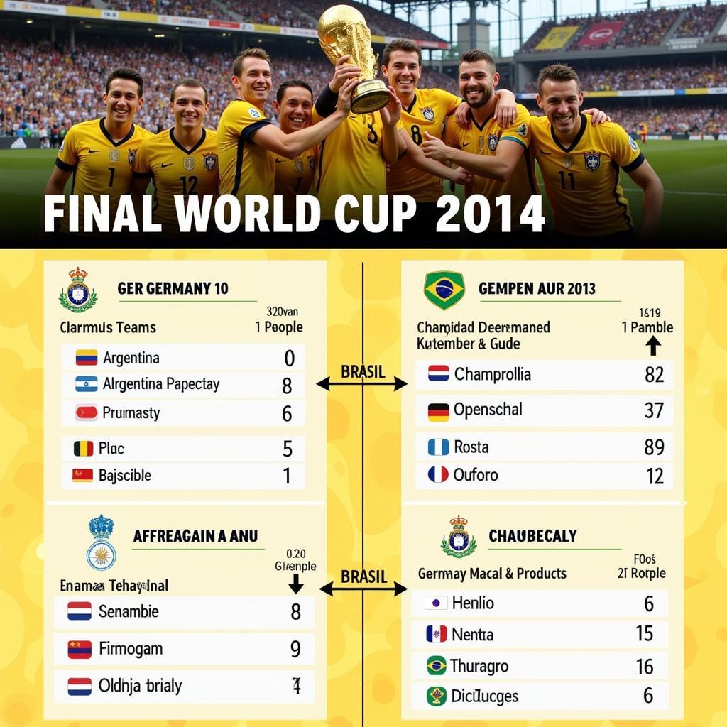 Bảng xếp hạng World Cup 2014 với Đức là nhà vô địch