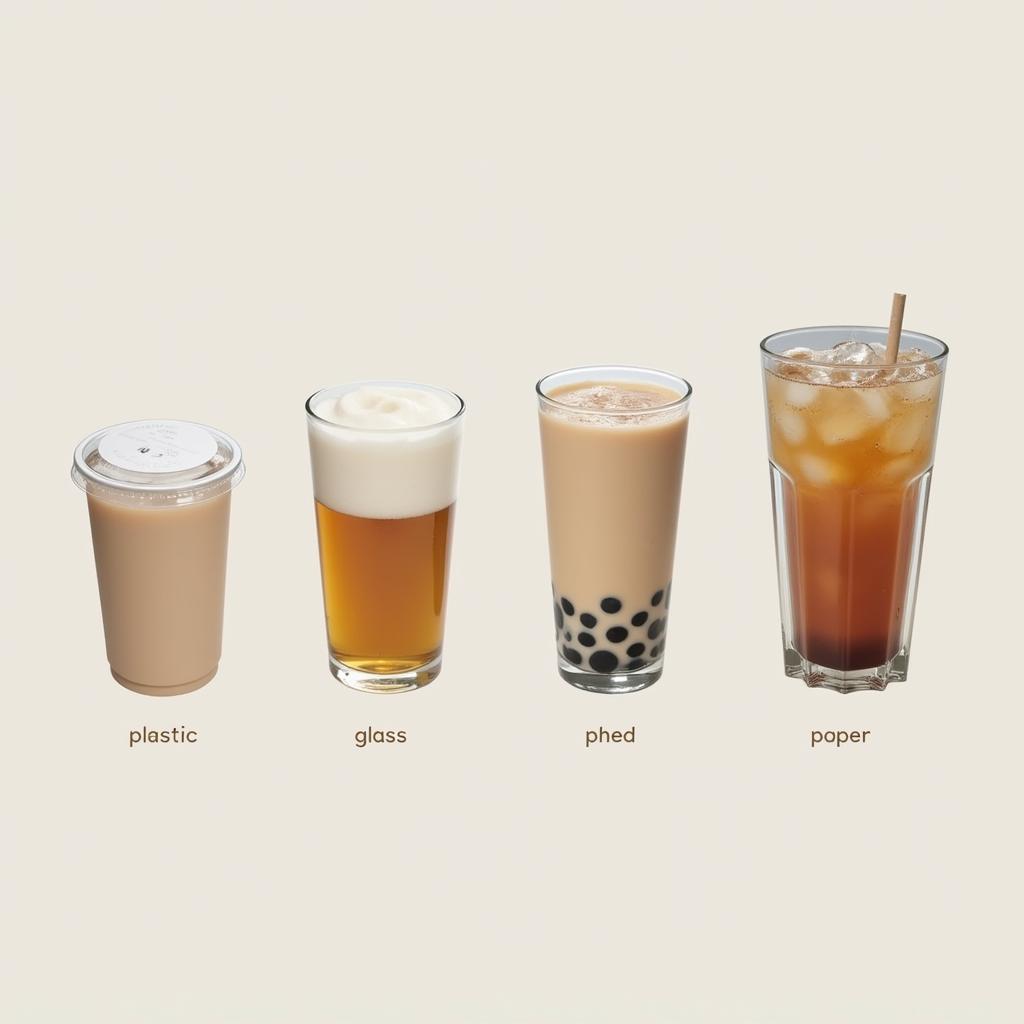 Different materials of milk tea cups