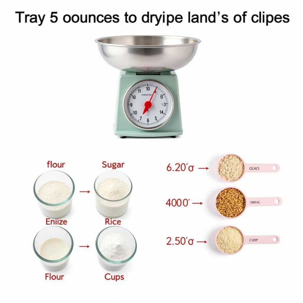 Chuyển đổi ounces sang cups nguyên liệu khô