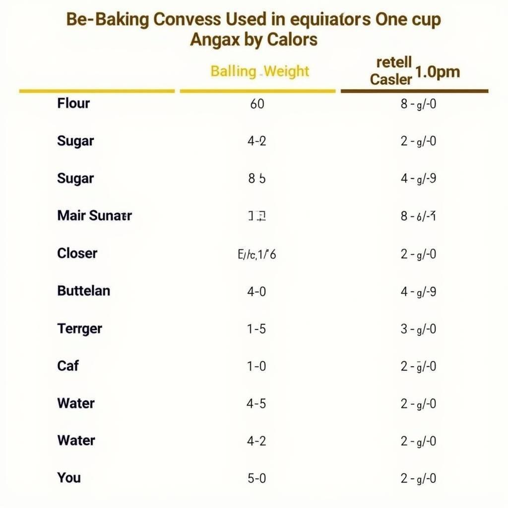 Cup to Grams Conversion Chart UK