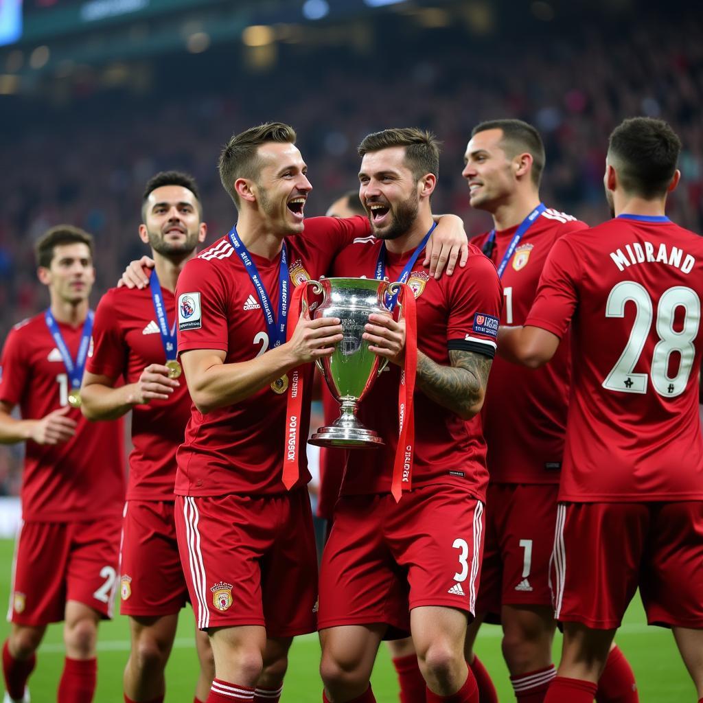 Cầu thủ ăn mừng chiến thắng tại EFL Cup final live