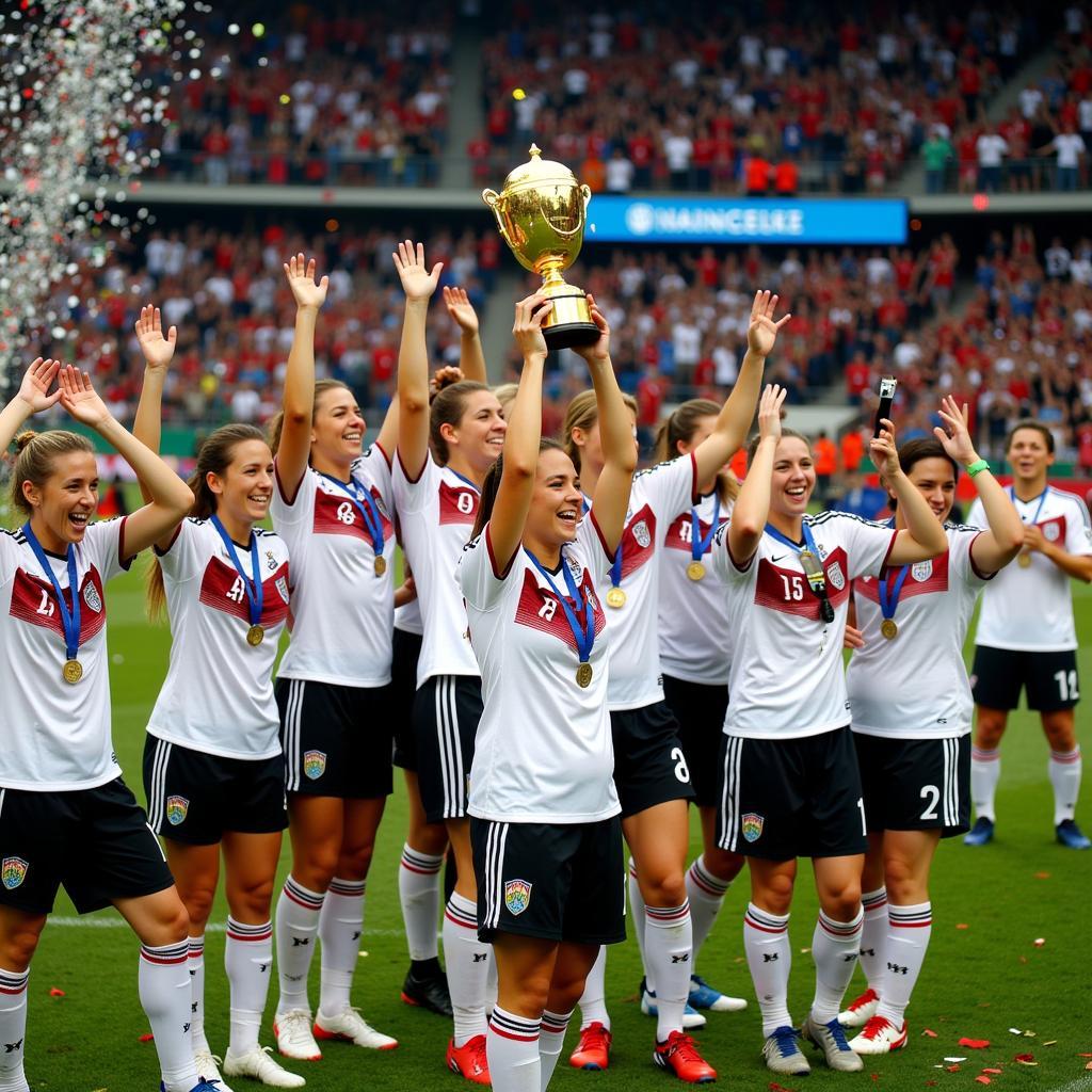 Germany celebrates winning the FIFA U-20 Women's World Cup 2010