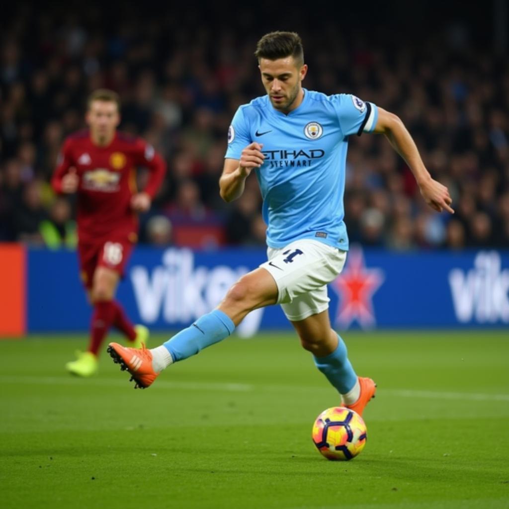 Hình ảnh cầu thủ Man City trong trận đấu từ Getty Images