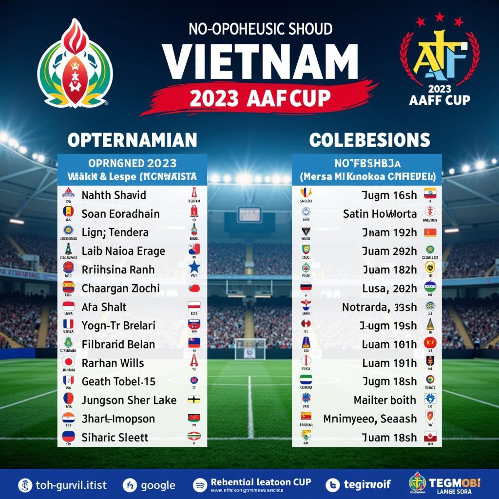 Lịch Thi Đấu AFF Cup Việt Nam 2023