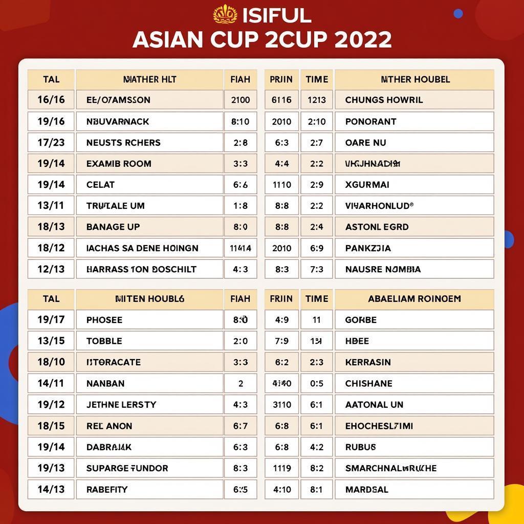 Lịch thi đấu Asian Cup 2022 chi tiết