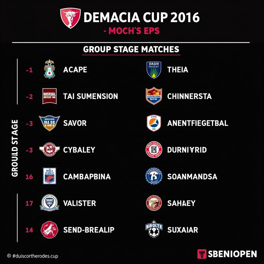 Lịch thi đấu Demacia Cup 2016 vòng bảng