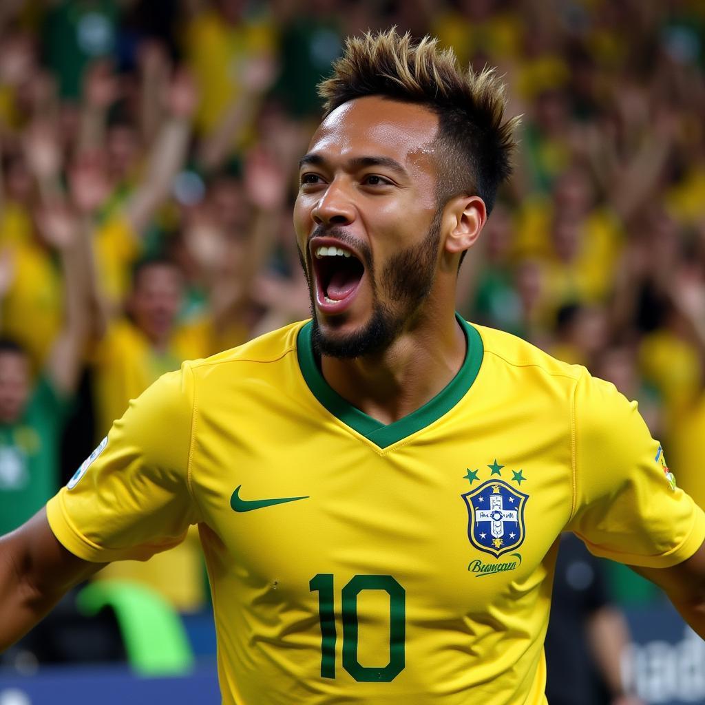 Neymar Celebrating a Goal in Confederations Cup 2013