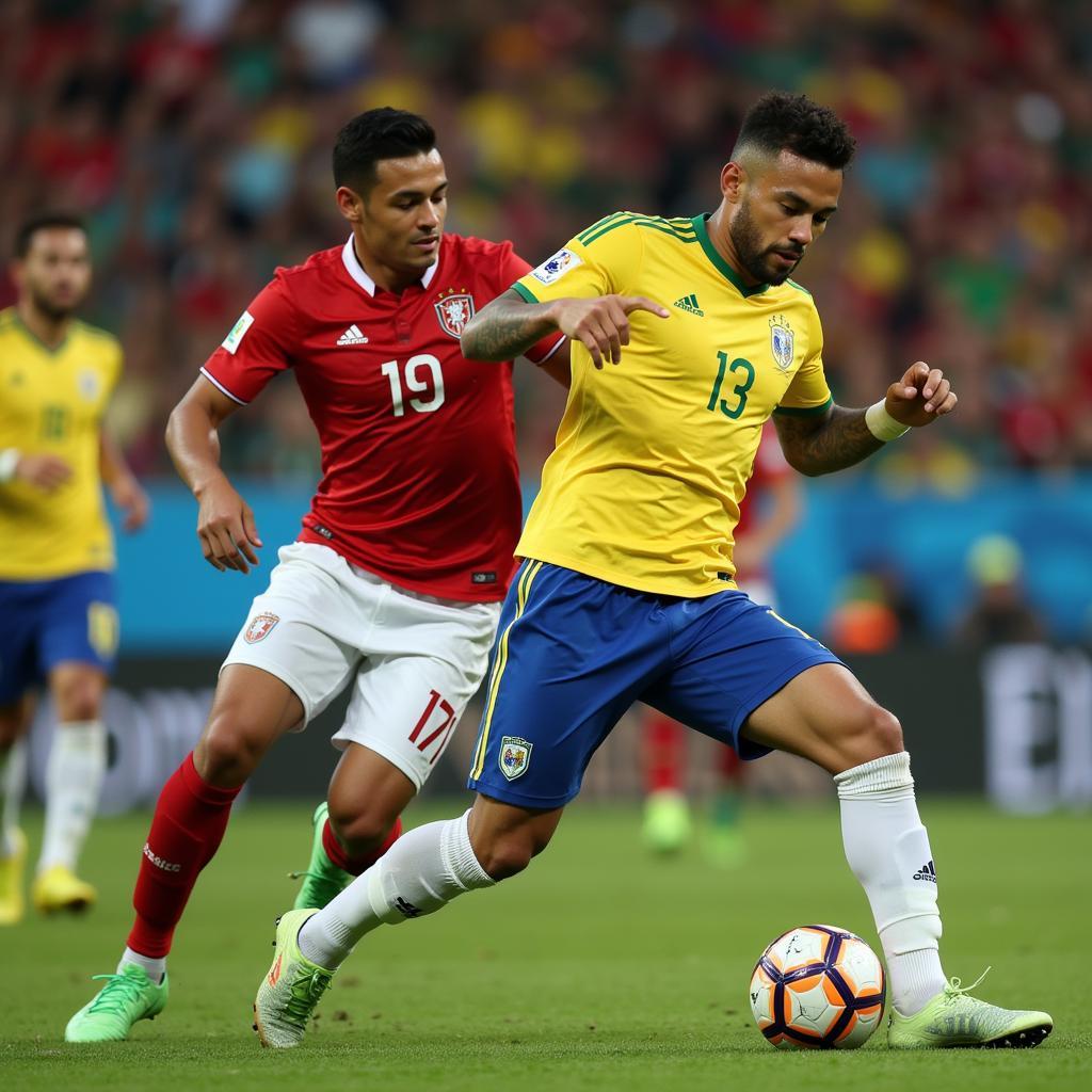 Neymar va chạm với cầu thủ Mexico tại World Cup 2018