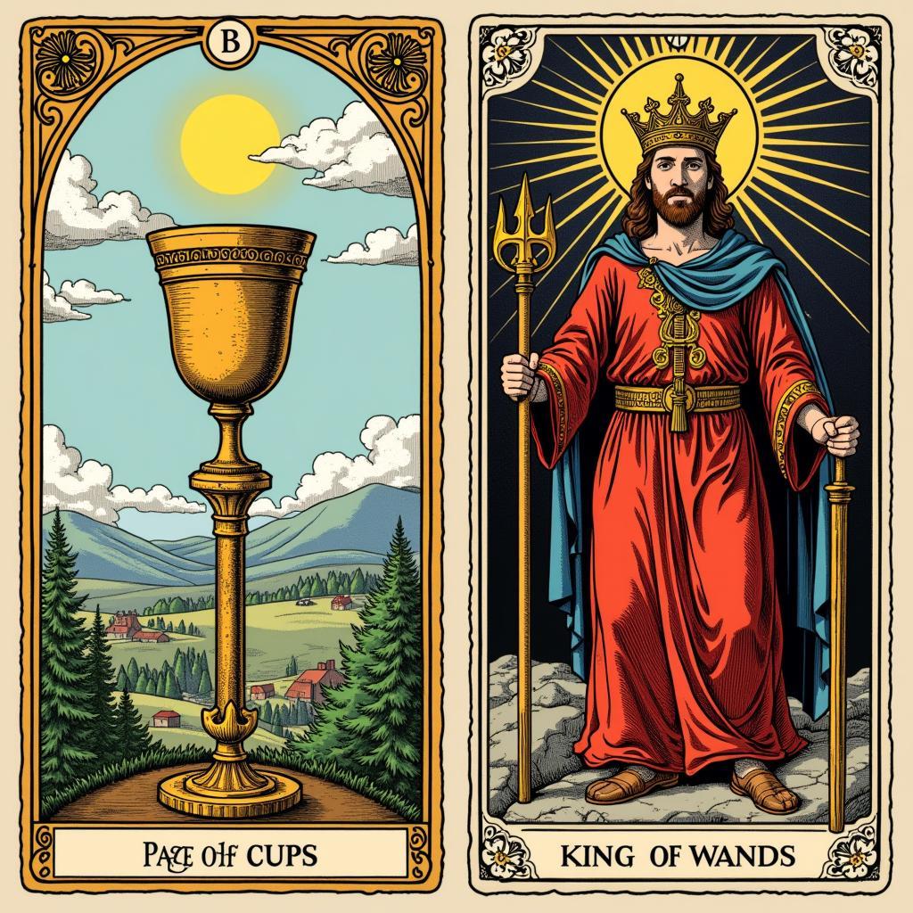 Page of Cups và King of Wands kết hợp