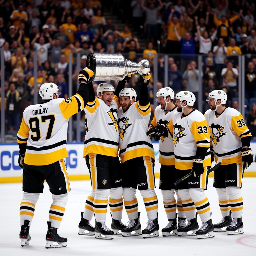 Pittsburgh Penguins Celebrating Their Stanley Cup Victory