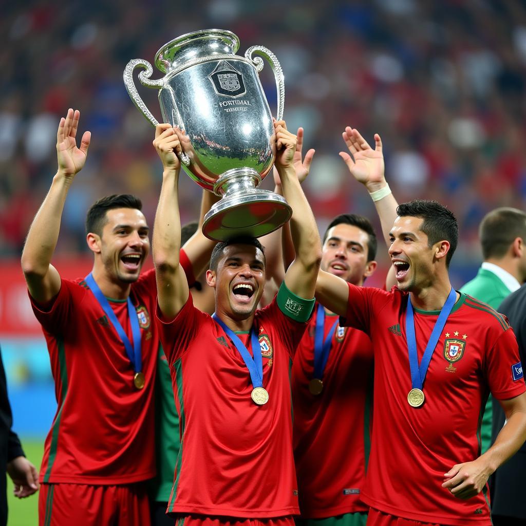 Ronaldo nâng cao cúp vô địch Euro 2016