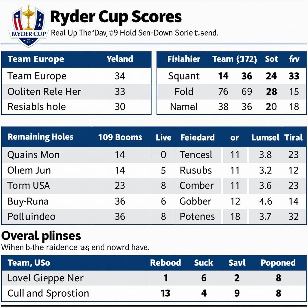 Ryder Cup Scoreboard Hiển Thị