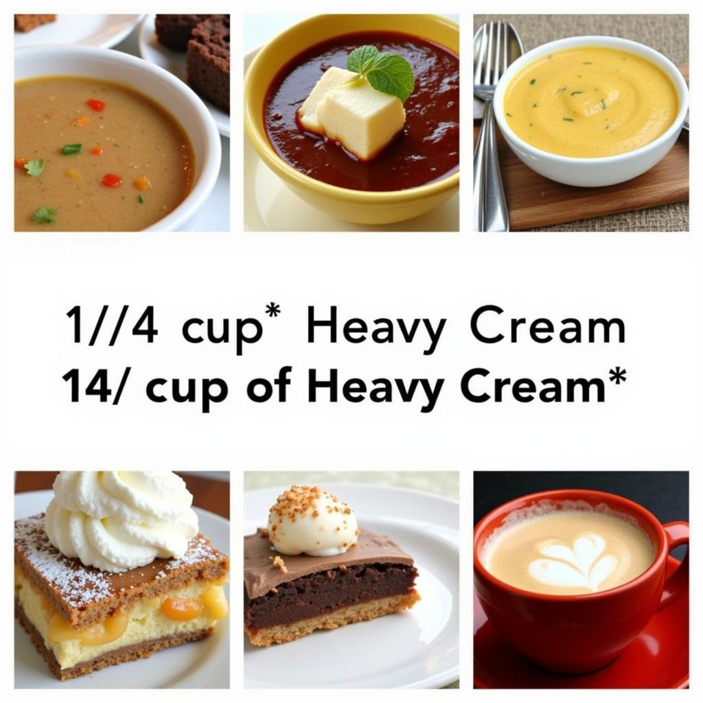 Using 1/4 cup heavy cream in various recipes