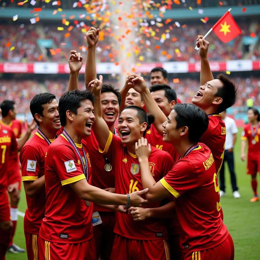 Đội tuyển Việt Nam ăn mừng chiến thắng AFF Cup 2008