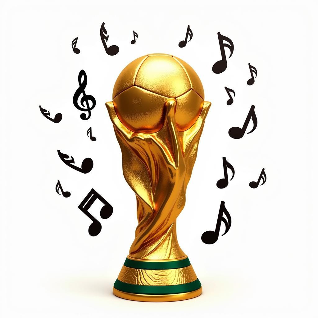 Cúp vàng World Cup cùng nốt nhạc