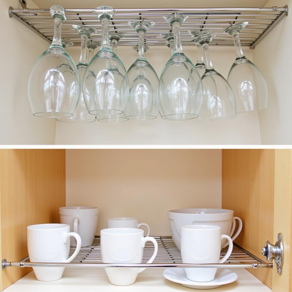 Storing glasses and cups upside down